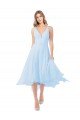 Keyhole Back Soft Chiffon V-Neck Midi Length Sleeveless Bridesmaid Dress Southampton