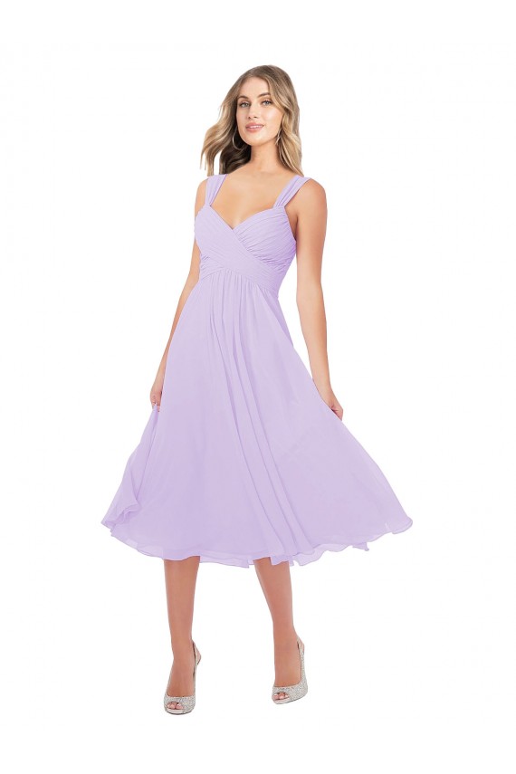 Soft Chiffon Sweetheart Midi Length Sleeveless High Low Bridesmaid Dress Southampton