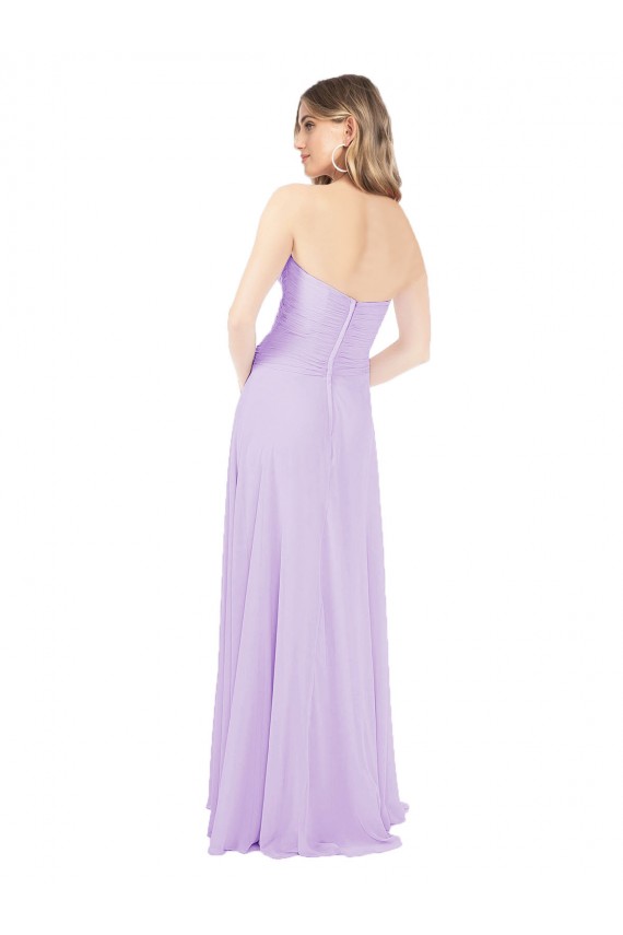 Lilac Chiffon Sweetheart Long Floor Length Sleeveless Bridesmaid Dress Southampton