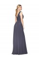V-Back Dusty Blue Soft Chiffon V-Neck Long Sleeveless Formal Evening Gown / Prom Dress / Bridesmaid Dress Southampton
