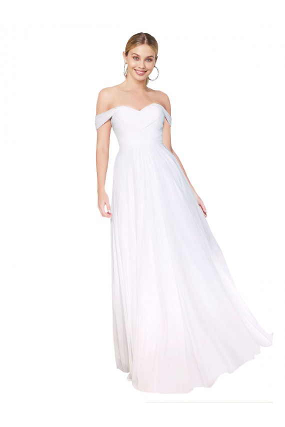 Soft Chiffon Off the Shoulder Long Sleeveless Formal Evening Gown / Prom Dress / Bridesmaid Dress Southampton