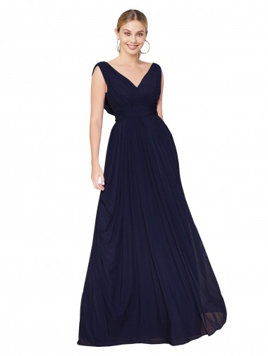 Soft Chiffon V-Neck Long Sleeveless Formal Evening Gown / Prom Dress / Bridesmaid Dress Southampton