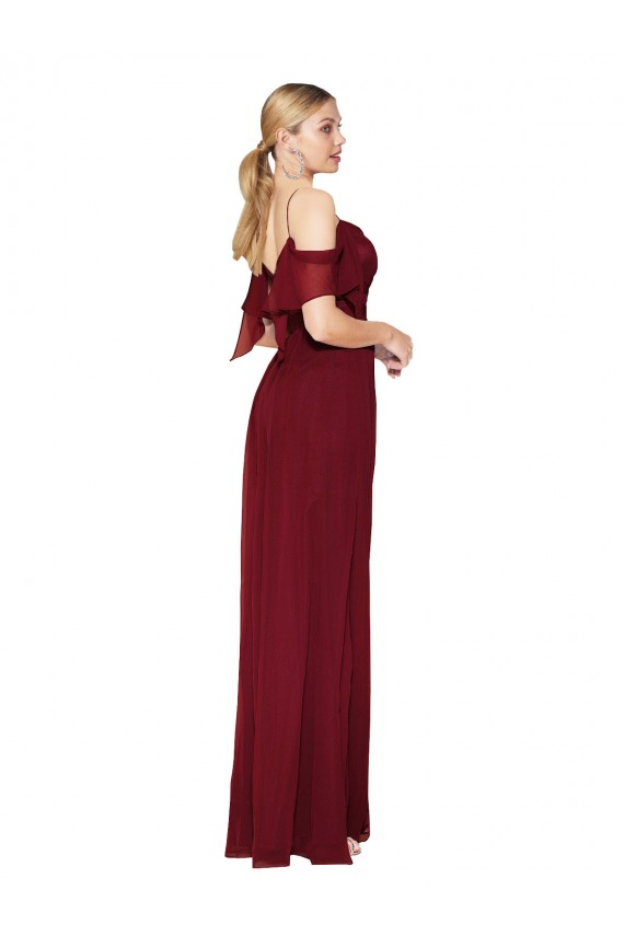 V-Back Soft Chiffon Off the Shoulder Long Cold Shoulder Formal Evening Gown / Prom Dress / Bridesmaid Dress Southampton
