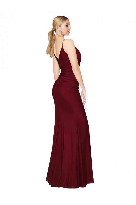 V-Back Burgundy Soft Chiffon V-Neck Long Sleeveless Formal Evening Gown / Prom Dress / Bridesmaid Dress Southampton
