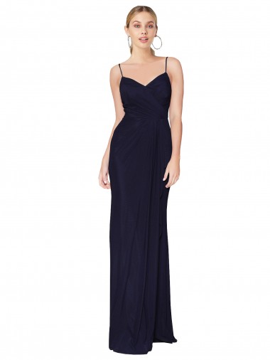 V-Back Soft Chiffon Spaghetti Straps Long Sleeveless Bridesmaid Dress / Formal Dress Southampton