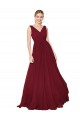 V-Back Burgundy Soft Chiffon V-Neck Long Sleeveless Formal Dress / Bridesmaid Dress Southampton