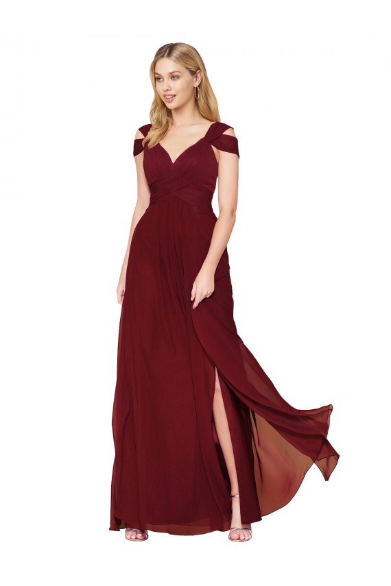 Burgundy Soft Chiffon Sweetheart Long Sleeveless Formal Evening Gown / Prom Dress / Bridesmaid Dress Southampton