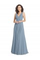 V-Back A-Line Dusty Blue V-Neck Long Sleeveless Bridesmaid Dress Southampton