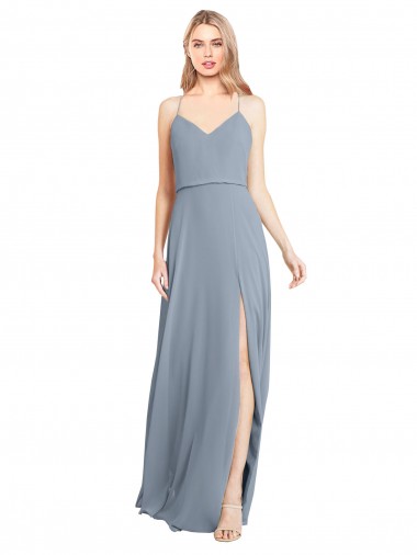 Open Back Soft Chiffon Off the Shoulder Long Sleeveless Bridesmaid Gowns Southampton