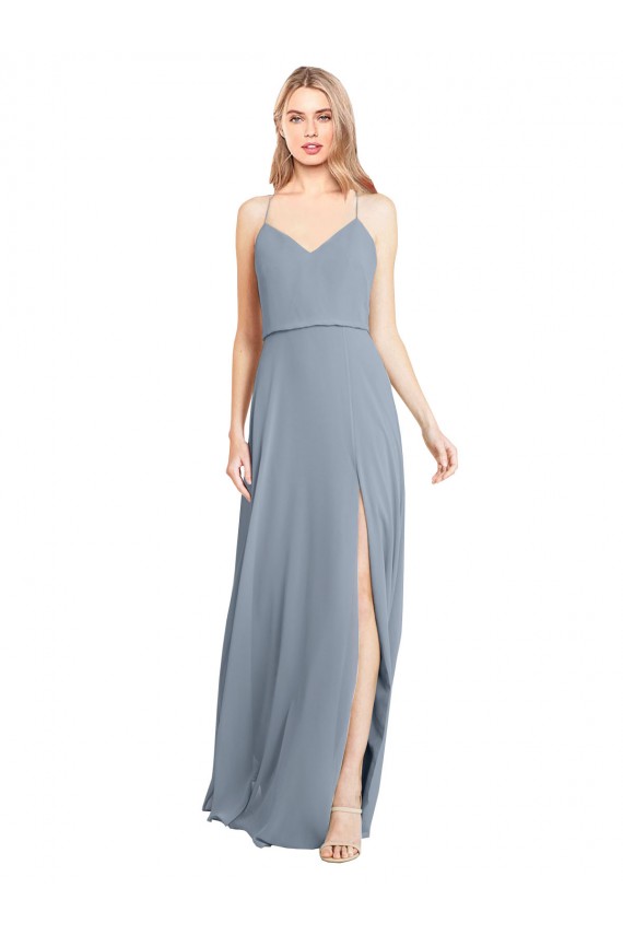 Open Back Soft Chiffon Off the Shoulder Long Sleeveless Bridesmaid Gowns Southampton