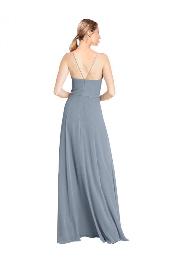 Open Back Soft Chiffon Off the Shoulder Long Sleeveless Bridesmaid Gowns Southampton