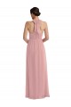 Dusty Pink Soft Chiffon Halter Neck Long Sleeveless Semi Formal Evening Dress / Bridesmaid Dress Southampton