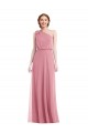 Skin Pink Soft Chiffon One Shoulder Long Sleeveless Semi Formal Evening Dress / Bridesmaid Dress Southampton