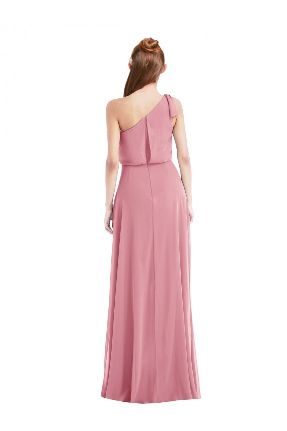 Skin Pink Soft Chiffon One Shoulder Long Sleeveless Semi Formal Evening Dress / Bridesmaid Dress Southampton