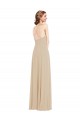 Open Back Soft Chiffon V-Neck Long Sleeveless Semi Formal Evening Dress / Bridesmaid Dress Southampton