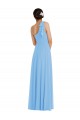 Periwinkle Soft Chiffon One Shoulder Long Sleeveless Semi Formal Evening Dress / Bridesmaid Dress Southampton