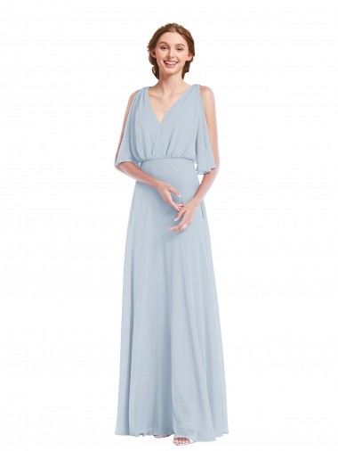 Soft Chiffon V-Neck Long Half Sleeves Evening Gown / Bridesmaid Dress Southampton