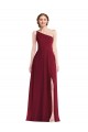 Burgundy Soft Chiffon One Shoulder Long Sleeveless Semi Formal Evening Dress / Bridesmaid Dress Southampton