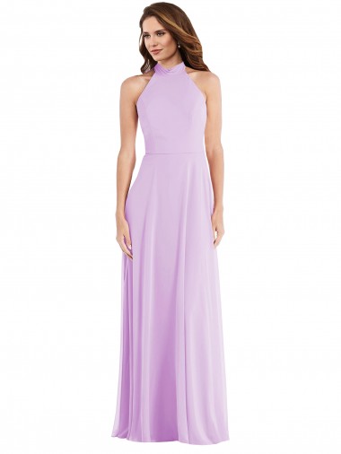Low Back Soft Chiffon Halter Neck Long Sleeveless Semi Formal Evening Dress / Bridesmaid Dress Southampton