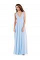Light Sky Blue Soft Chiffon V-Neck Long Sleeveless Semi Formal Evening Dress / Bridesmaid Dress Southampton