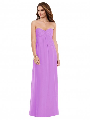 Low Back Violet Soft Chiffon Sweetheart Long Sleeveless Semi Formal Evening Dress / Bridesmaid Dress Southampton