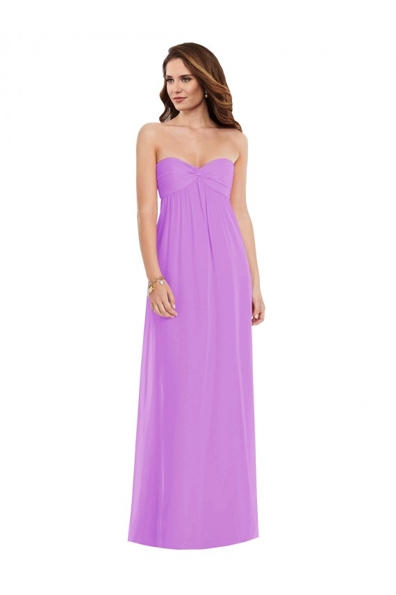 Low Back Violet Soft Chiffon Sweetheart Long Sleeveless Semi Formal Evening Dress / Bridesmaid Dress Southampton