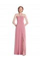 Open Back Skin Pink Soft Chiffon Halter Neck Long Sleeveless Semi Formal Evening Dress / Bridesmaid Dress Southampton