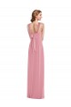 Open Back Skin Pink Soft Chiffon Halter Neck Long Sleeveless Semi Formal Evening Dress / Bridesmaid Dress Southampton