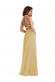 Open Back Gold Soft Chiffon Halter Neck Long Sleeveless Semi Formal Evening Dress / Bridesmaid Dress Southampton