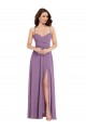 Low Back Soft Chiffon Spaghetti Straps Long Sleeveless Bridesmaid Dress / Formal Dress Southampton