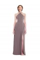 Low Back Soft Chiffon Halter Neck Long Sleeveless Formal Evening Gown / Bridesmaid Dress Southampton