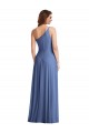Windsor Blue Soft Chiffon One Shoulder Long Sleeveless Formal Evening Gown / Bridesmaid Dress Southampton