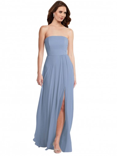 Soft Chiffon Strapless Long Sleeveless Semi Formal Evening Dress / Bridesmaid Dress Southampton