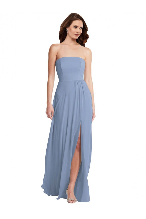 Soft Chiffon Strapless Long Sleeveless Semi Formal Evening Dress / Bridesmaid Dress Southampton