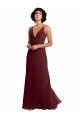 V-Back Burgundy Gold Soft Chiffon V-Neck Long Sleeveless Bridesmaid Dress / Formal Dress Southampton