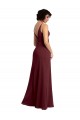 V-Back Burgundy Gold Soft Chiffon V-Neck Long Sleeveless Bridesmaid Dress / Formal Dress Southampton