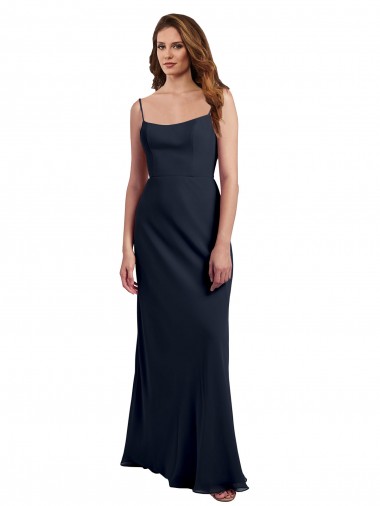 Open Back Soft Chiffon Spaghetti Straps Long Sleeveless Evening Dress / Bridesmaid Dress Southampton