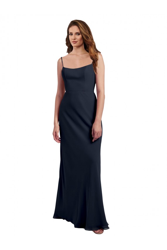Open Back Soft Chiffon Spaghetti Straps Long Sleeveless Evening Dress / Bridesmaid Dress Southampton