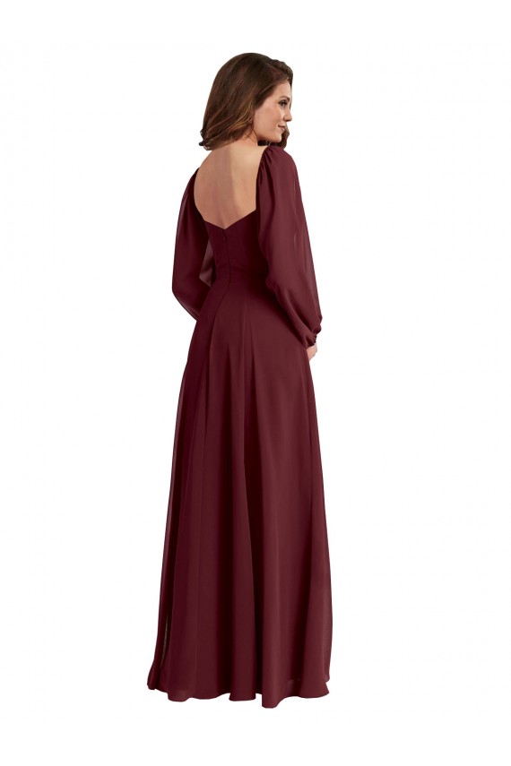 Chiffon Square Neck Long Long Sleeves Bridesmaid Dress / Evening Dress Southampton