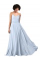 Low Back Light Sky Blue Soft Chiffon Spaghetti Straps Long Sleeveless Formal Dress / Bridesmaid Dress Southampton