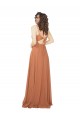 Keyhole Back Rosewood Soft Chiffon V-Neck Long Sleeveless Bridesmaid Dress Southampton