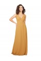 Keyhole Back Saffron Soft Chiffon V-Neck Long Sleeveless Bridesmaid Dress Southampton