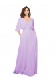 Low Back Lxue Chiffon V-Neck Long Half Sleeves Bridesmaid Dress Southampton