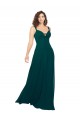 Low Back Hunter Soft Chiffon V-Neck Long Sleeveless Bridesmaid Dress Southampton