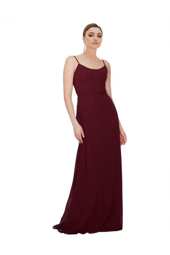 Keyhole Back Soft Chiffon Scoop Neck Long Sleeveless Bridesmaid Dress Southampton