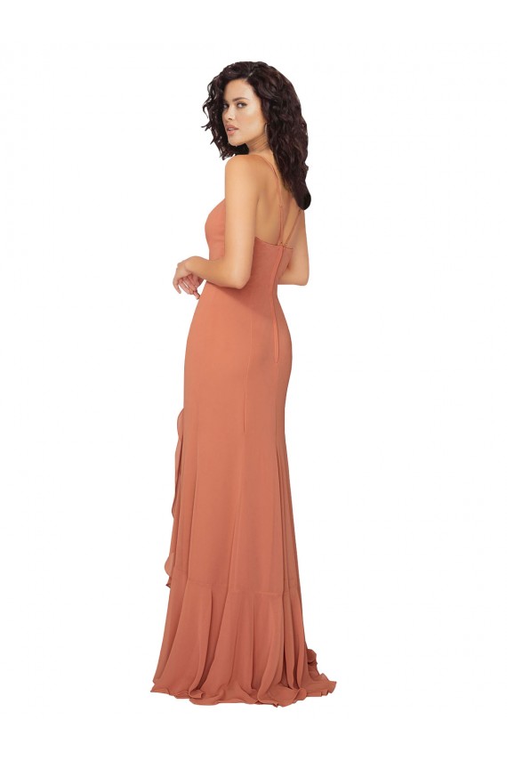 V-Back Soft Chiffon Square Neck Long Sleeveless Bridesmaid Dress Southampton