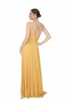 Open Back Saffron Chiffon V-Neck Long Sleeveless Bridesmaid Dress / Evening Dress Southampton