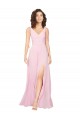 V-Back Barely Pink Soft Chiffon V-Neck Long Sleeveless Bridesmaid Dress Southampton