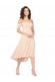 Low Back Soft Chiffon Square Neck Midi Length Cold Shoulder High Low Bridesmaid Dress Southampton