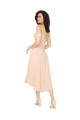 Low Back Soft Chiffon Square Neck Midi Length Cold Shoulder High Low Bridesmaid Dress Southampton